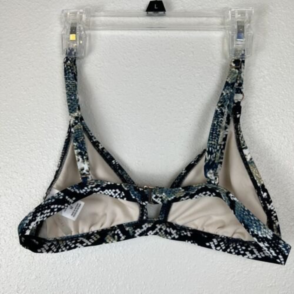 Shade & Shore Bikini Top Medium Blue Reptile Snake Triangle Swim Swimsuit - Picture 2 of 8